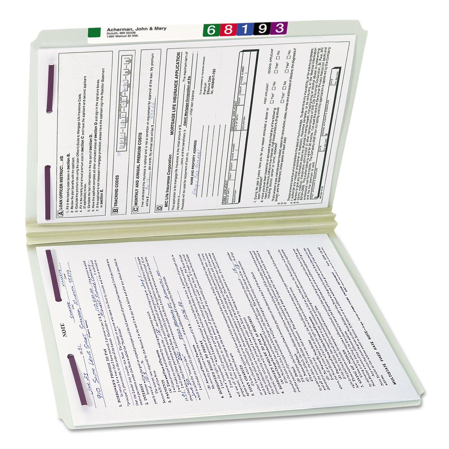 Smead Recycled Pressboard Folders with Two SafeSHIELD Coated Fasteners, 2" Expansion, Straight Tab, Legal Size, Gray-Green, 25/Box
