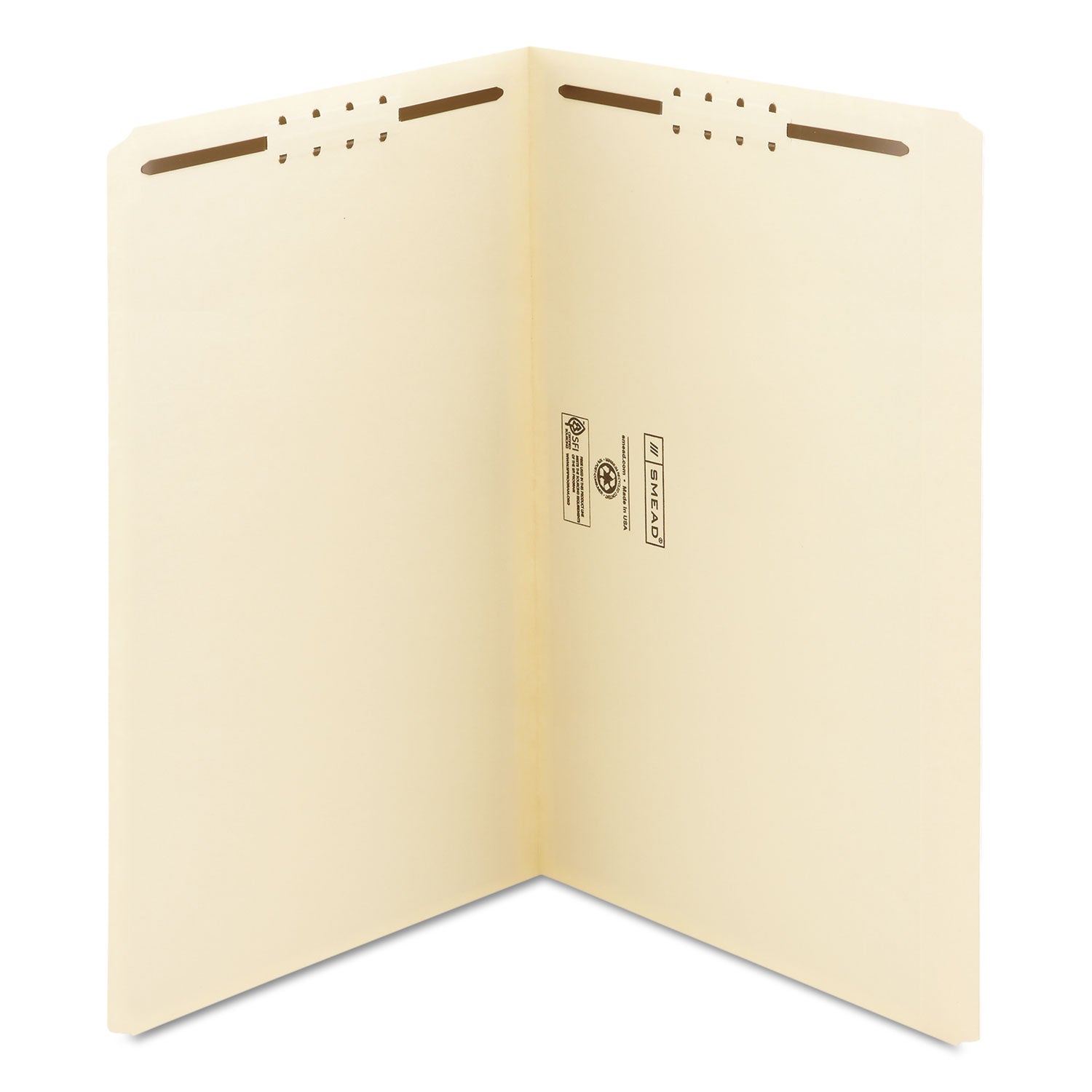 Smead Top Tab Fastener Folders, Straight Tab, 2 Fasteners, Legal Size, 11-pt Manila Exterior, 50/Box