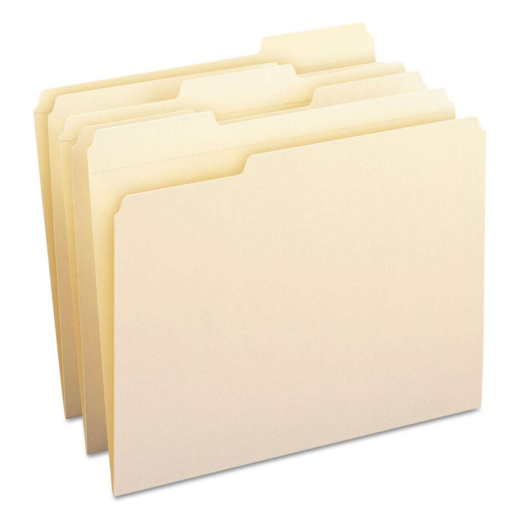 Smead Reinforced Tab Manila File Folders, 1/3-Cut Tabs: Assorted, Letter Size, 0.75" Expansion, 11-pt Manila, 100/Box