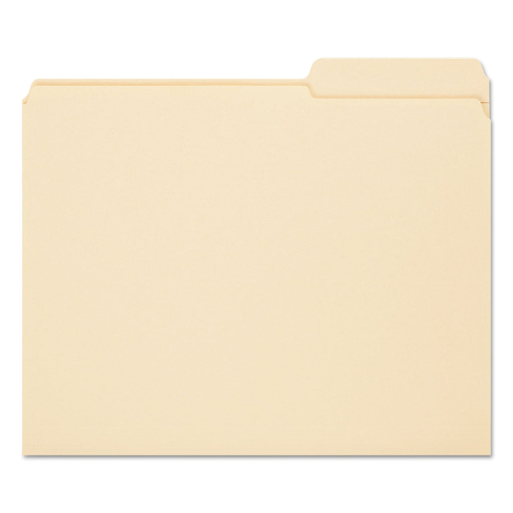 Smead Reinforced Guide Height File Folders, 2/5-Cut Tabs: Right Position, Letter Size, 0.75" Expansion, Manila, 100/Box