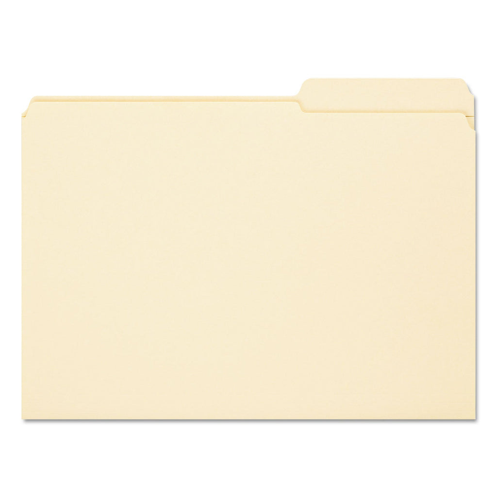 Smead Reinforced Guide Height File Folders, 2/5-Cut Tabs: Right Position, Legal Size, 0.75" Expansion, Manila, 100/Box