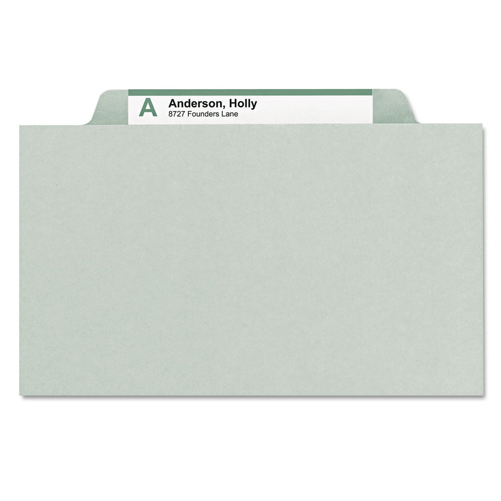Smead Expanding Recycled Heavy Pressboard Folders, 1/3-Cut Tabs: Assorted, Letter Size, 2" Expansion, Gray-Green, 25/Box