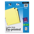Avery Preprinted Black Leather Tab Dividers w/Copper Reinforced Holes, 12-Tab, Jan. to Dec., 11 x 8.5, Buff, 1 Set