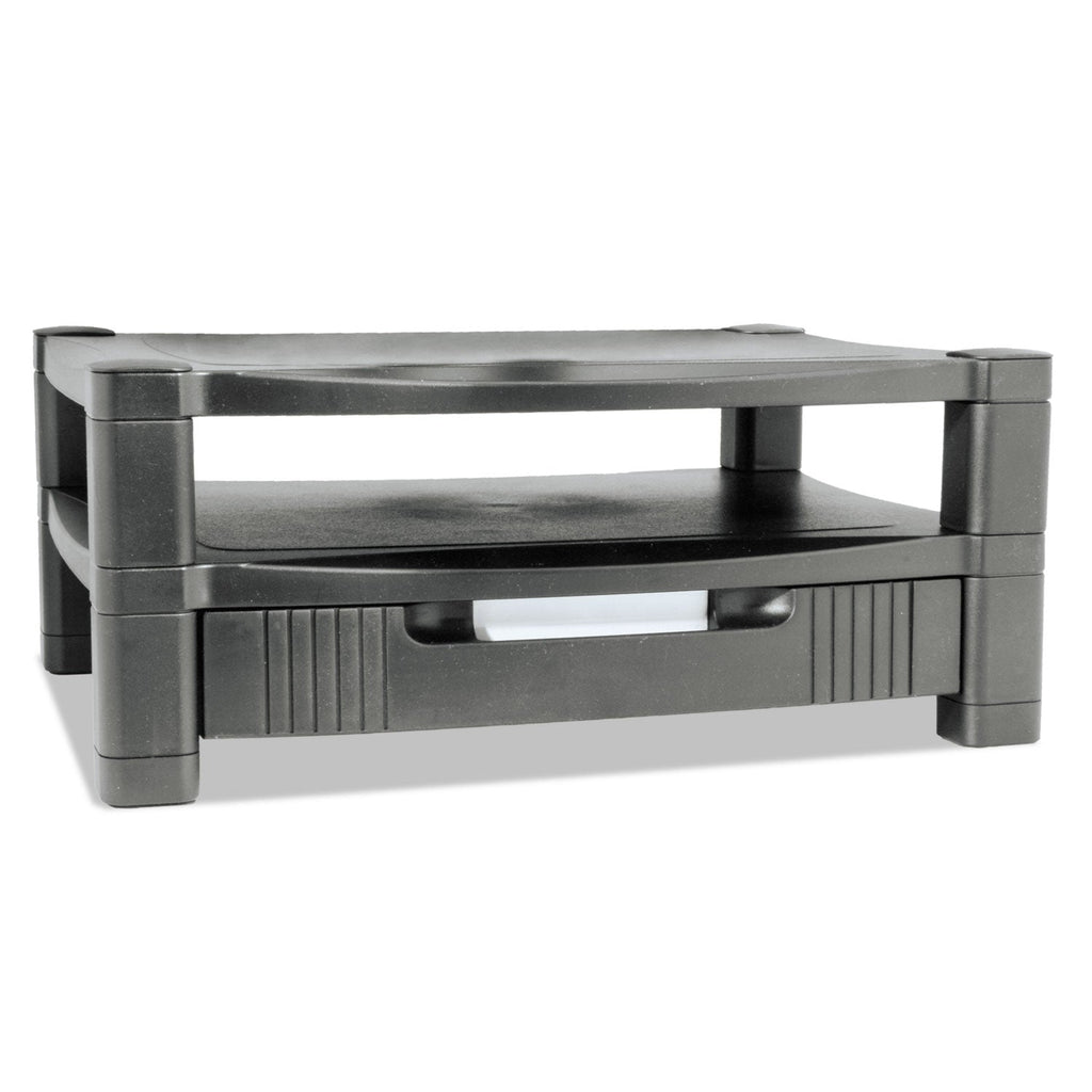 Kantek Two-Level Monitor Stand, 17" x 13.25" x 3.5" to 7", Black, Supports 50 lbs