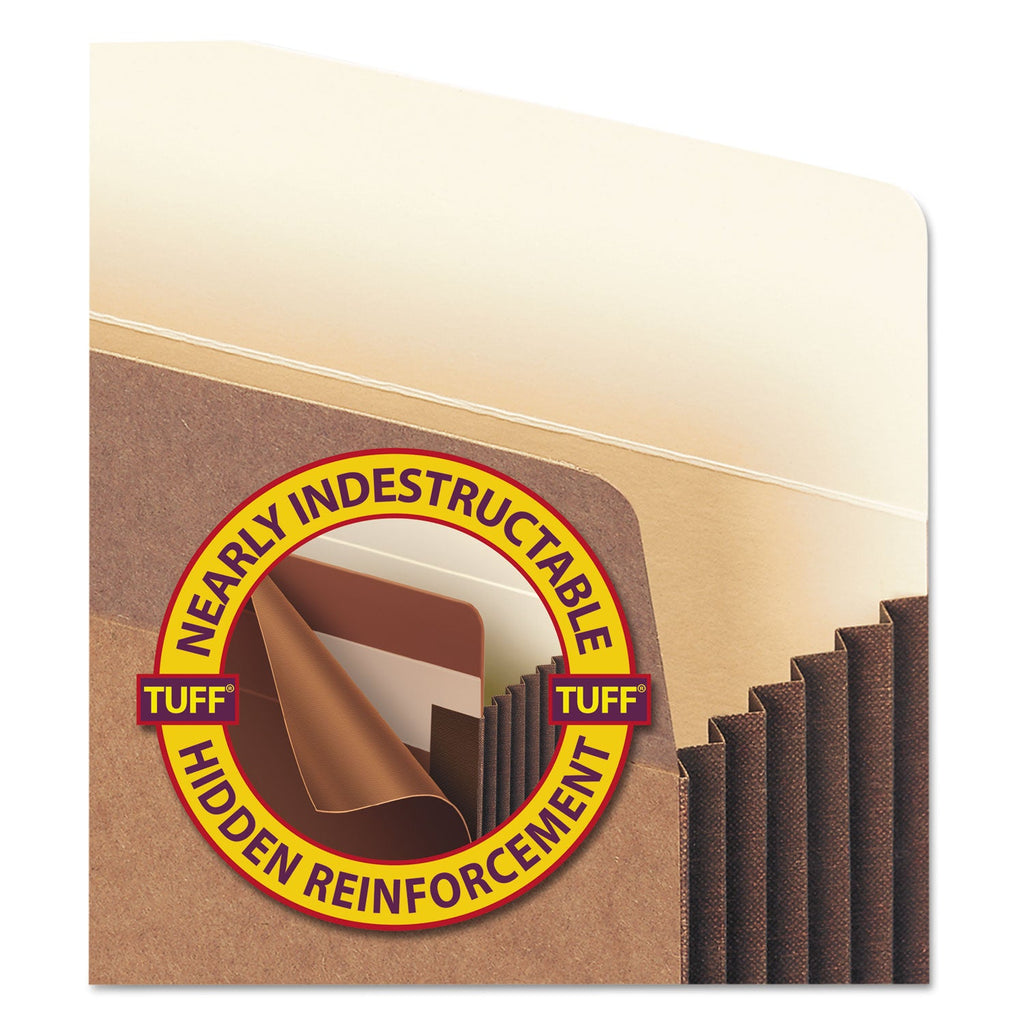 Smead Redrope TUFF Pocket Drop-Front File Pockets with Fully Lined Gussets, 5.25" Expansion, Legal Size, Redrope, 10/Box