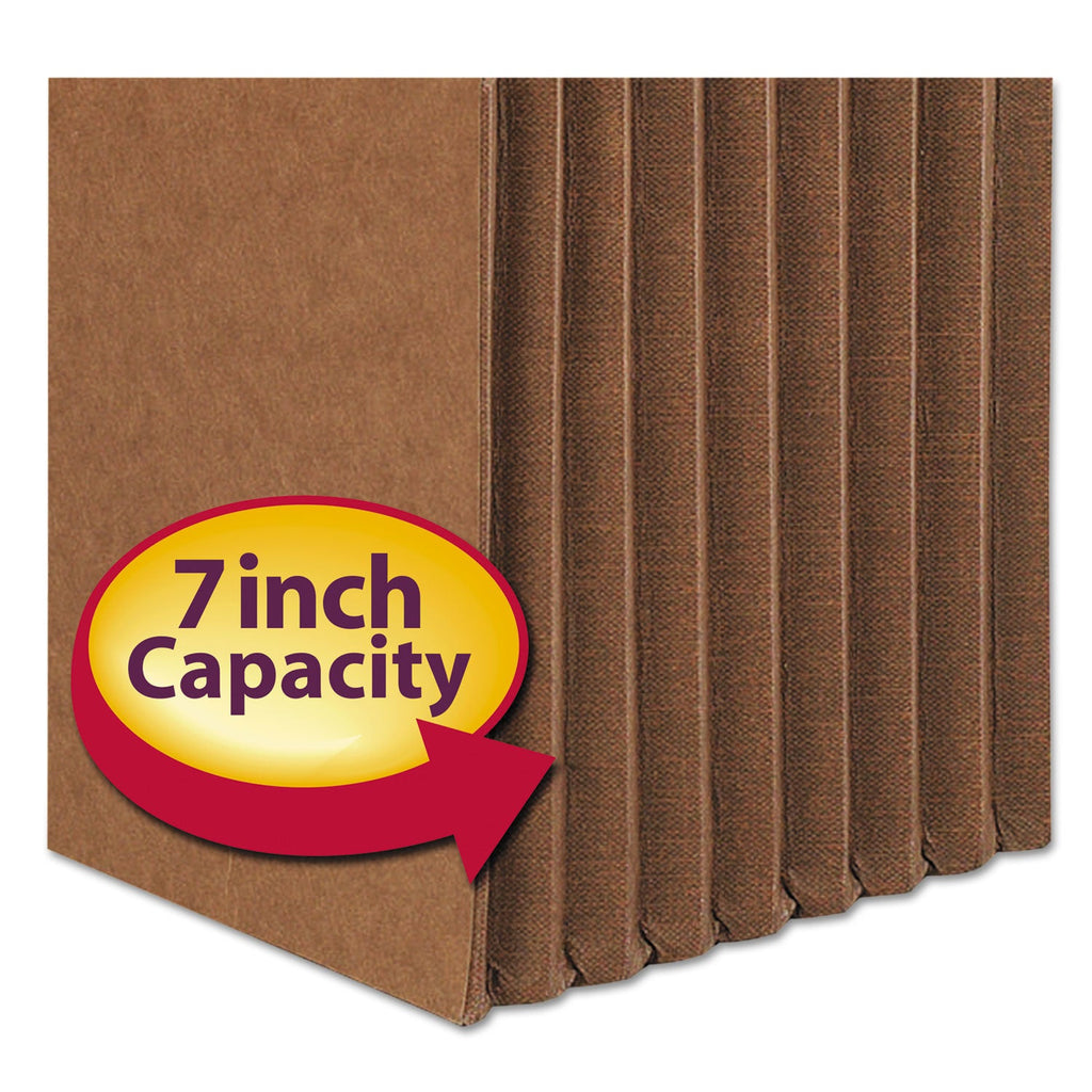 Smead Redrope TUFF Pocket Drop-Front File Pockets with Fully Lined Gussets, 7" Expansion, Letter Size, Redrope, 5/Box