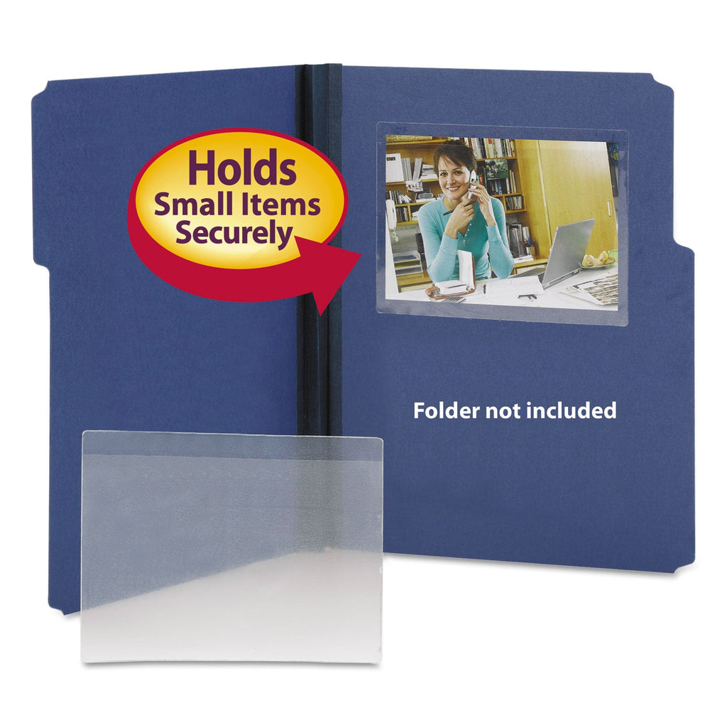Smead Self-Adhesive Poly Pockets, Top Load, 6.25 x 4.56, Clear, 100/Box