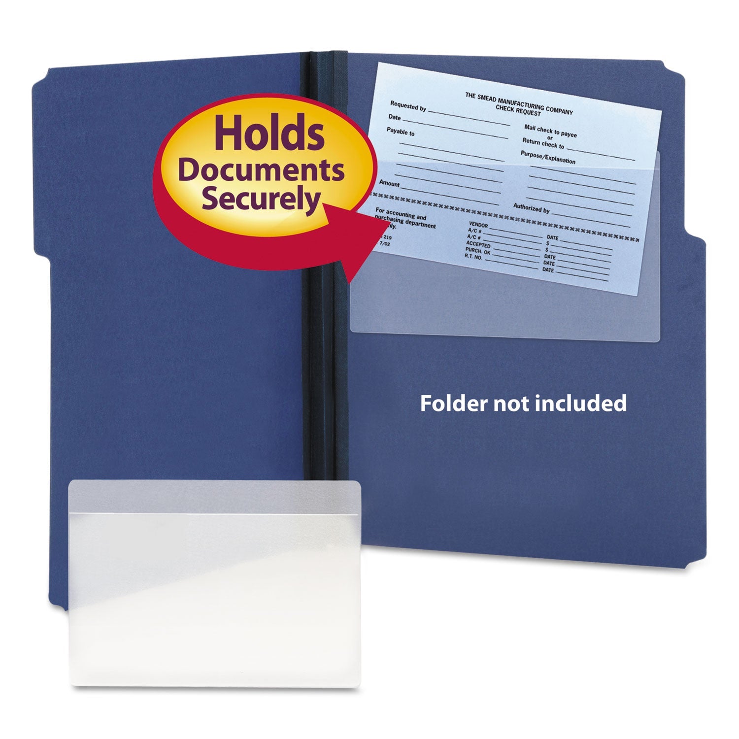 Smead Self-Adhesive Poly Pockets, Top Load, 9 x 5.56, Clear, 100/Box