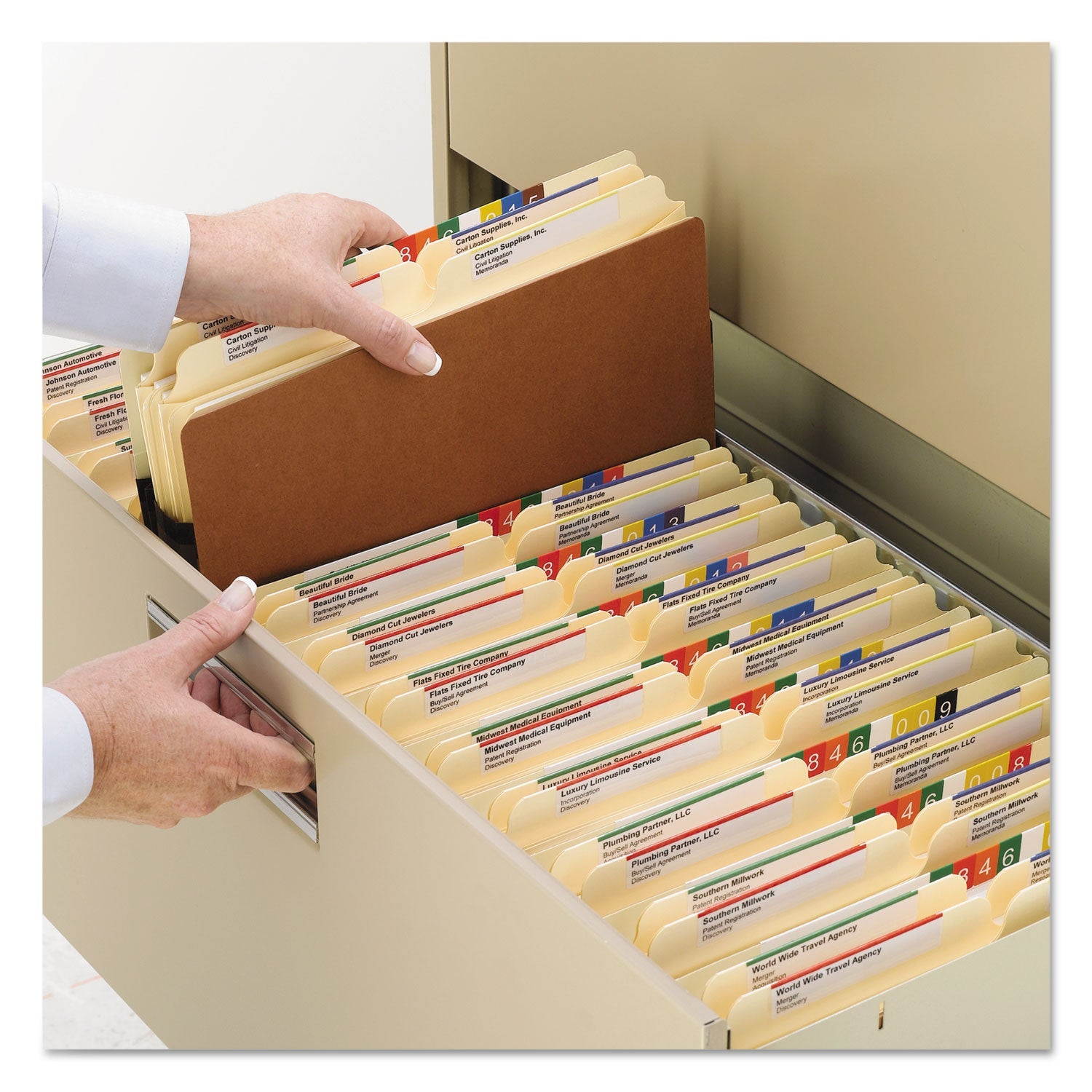 Smead Redrope TUFF Pocket Drop-Front File Pockets with Fully Lined Gussets, 3.5" Expansion, Legal Size, Redrope, 10/Box