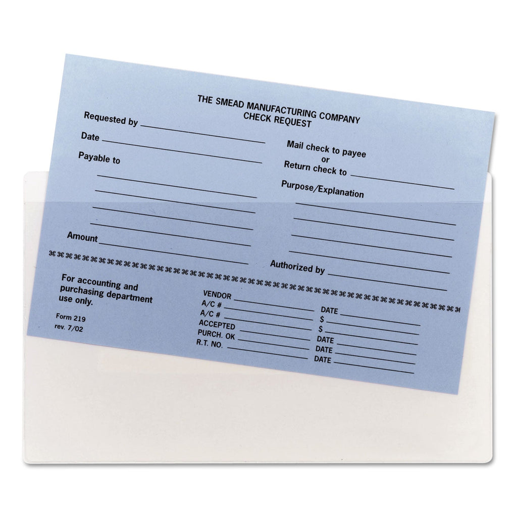 Smead Self-Adhesive Poly Pockets, Top Load, 9 x 5.56, Clear, 100/Box