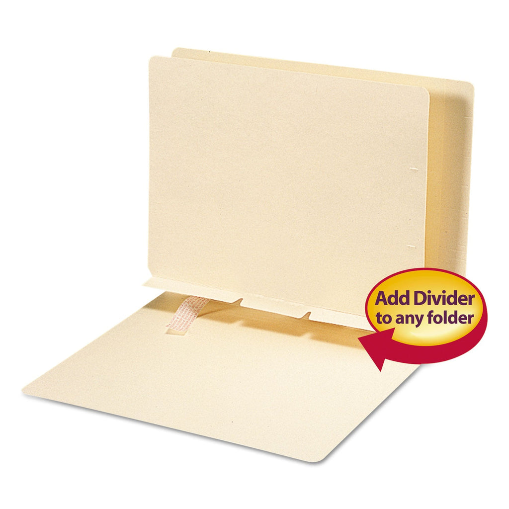 Smead Self-Adhesive Folder Dividers for Top/End Tab Folders, Prepunched for Fasteners, Letter Size, Manila, 100/Box