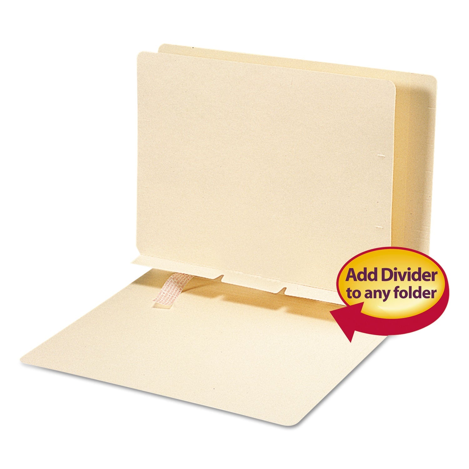 Smead Self-Adhesive Folder Dividers for Top/End Tab Folders, Prepunched for Fasteners, Letter Size, Manila, 100/Box