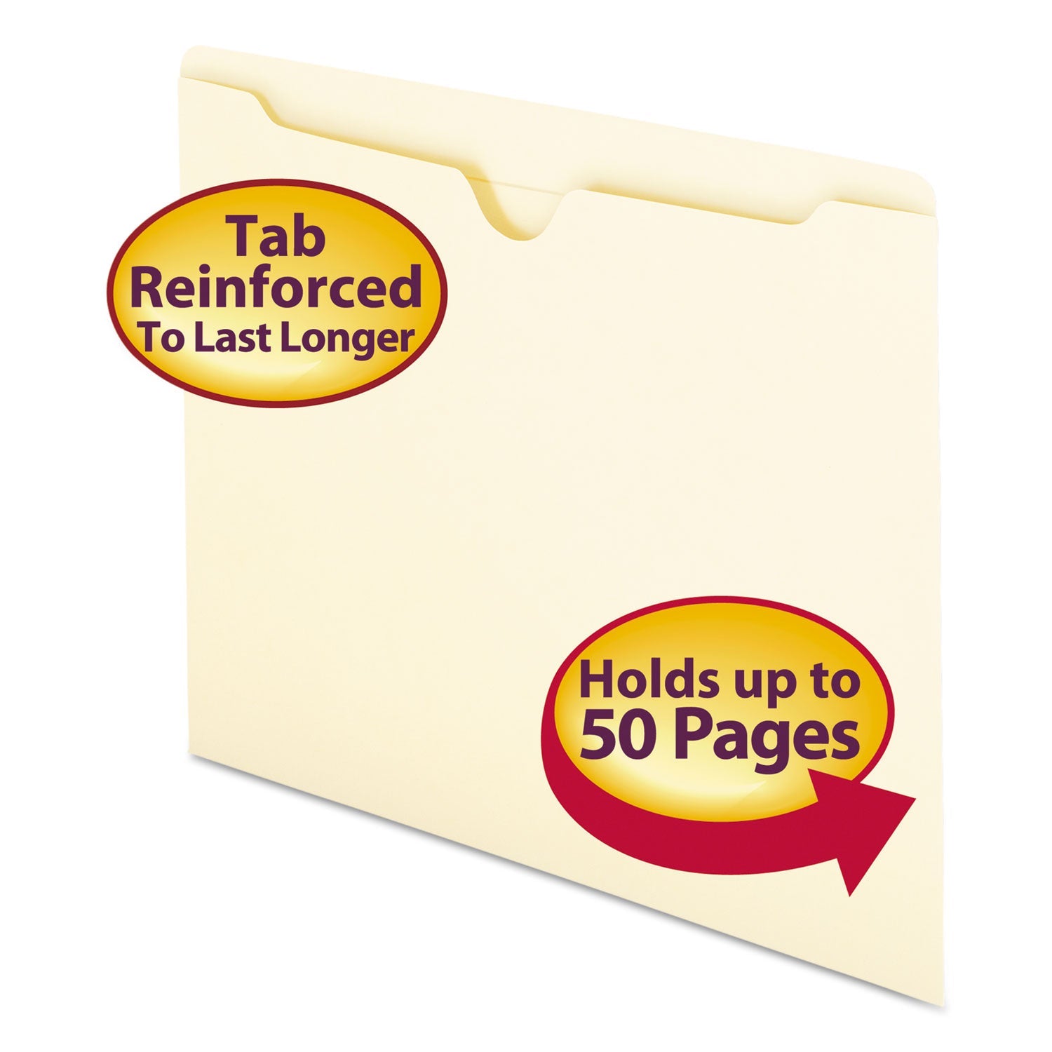 Smead Manila File Jackets, 2-Ply Straight Tab, Letter Size, Manila, 100/Box