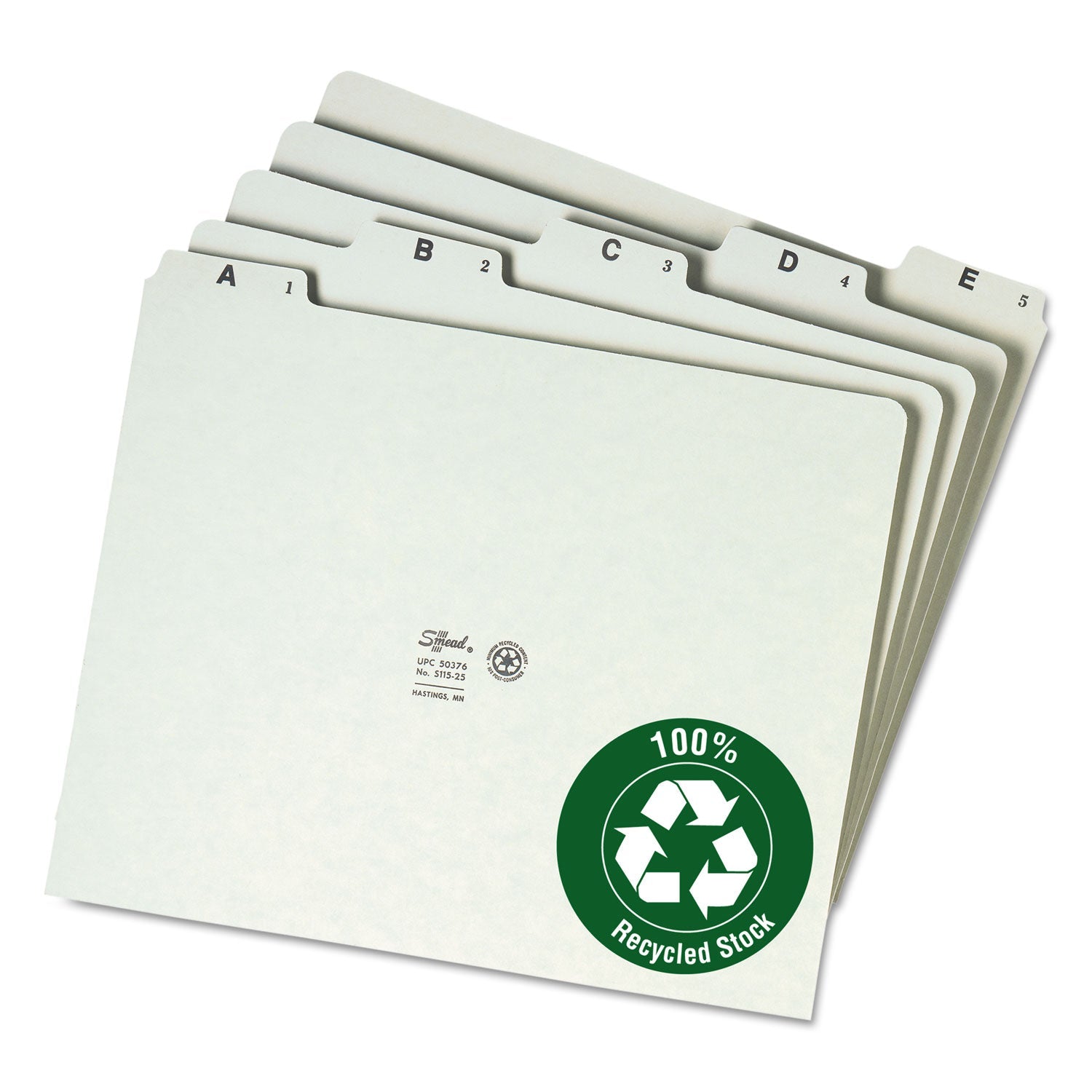 Smead Alphabetic Top Tab Indexed File Guide Set, 1/5-Cut Top Tab, A to Z, 8.5 x 11, Green, 25/Set