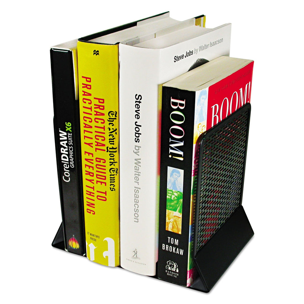 Artistic Urban Collection Punched Metal Bookends, Nonskid, 5.5 x 6.5 x 6.5, Perforated Steel, Black, 1 Pair