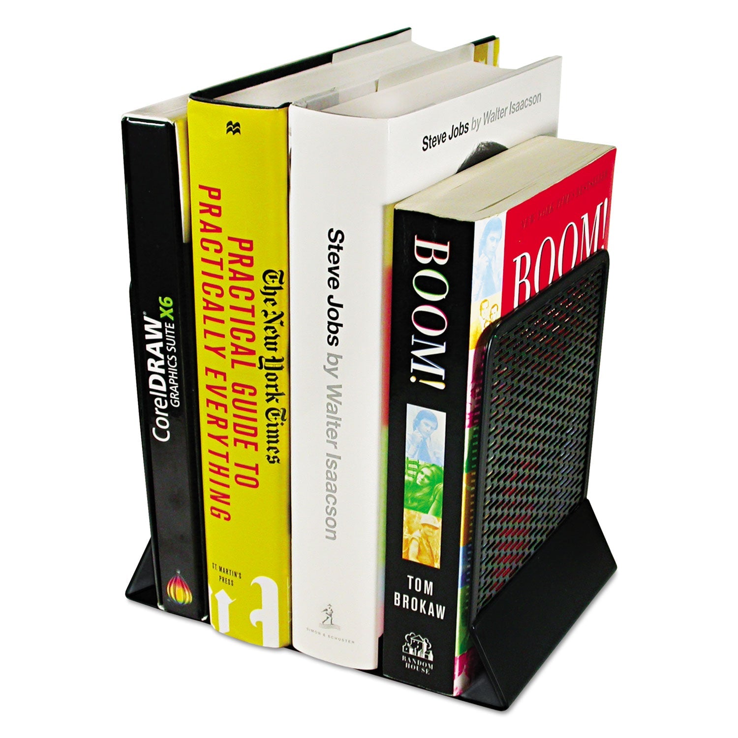 Artistic Urban Collection Punched Metal Bookends, Nonskid, 5.5 x 6.5 x 6.5, Perforated Steel, Black, 1 Pair