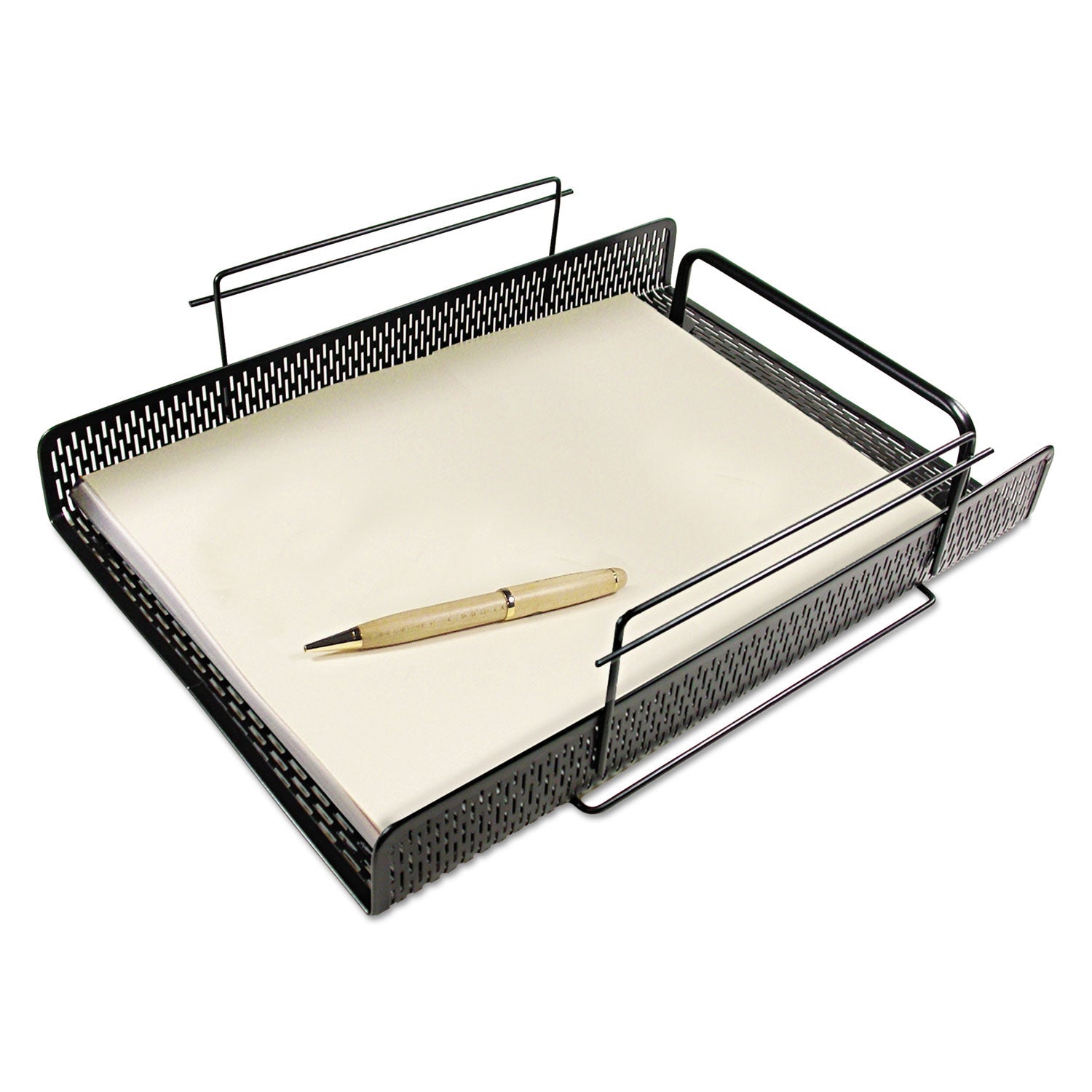 Artistic Urban Collection Punched Metal Letter Tray, 1 Section, Letter Size Files, 10" x 13.75" x 3.5", Black