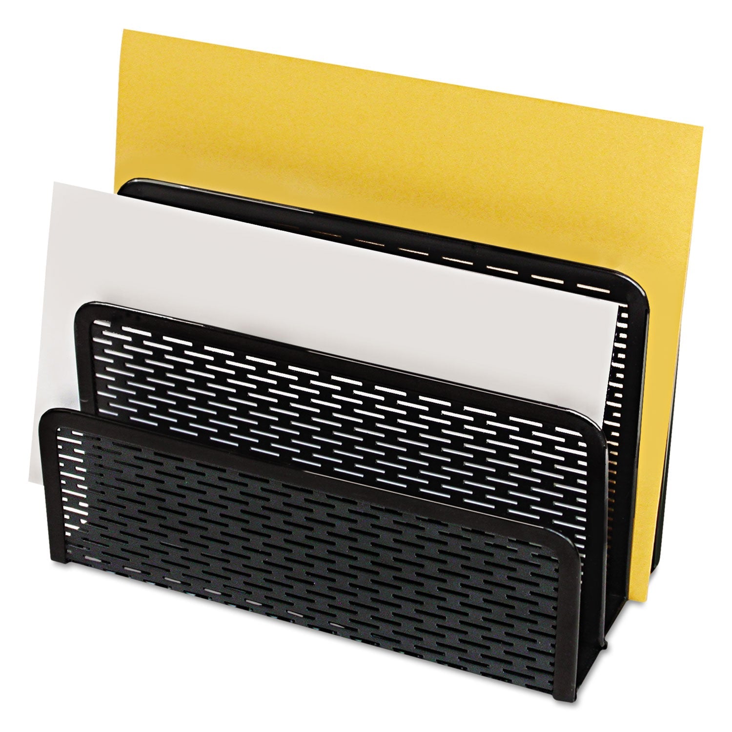 Artistic Urban Collection Punched Metal Letter Sorter, 3 Sections, DL to A6 Size Files, 6.5" x 3.25" x 5.5", Black
