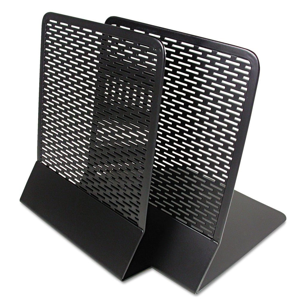 Artistic Urban Collection Punched Metal Bookends, Nonskid, 5.5 x 6.5 x 6.5, Perforated Steel, Black, 1 Pair