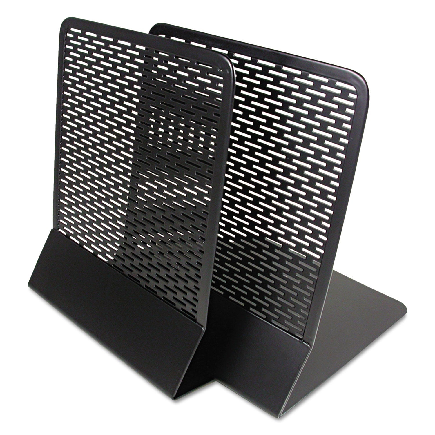 Artistic Urban Collection Punched Metal Bookends, Nonskid, 5.5 x 6.5 x 6.5, Perforated Steel, Black, 1 Pair