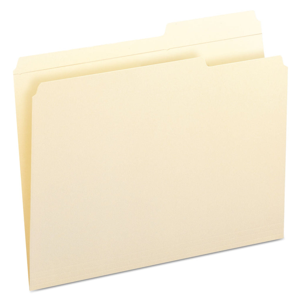 Smead Reinforced Guide Height File Folders, 2/5-Cut Tabs: Right Position, Letter Size, 0.75" Expansion, Manila, 100/Box