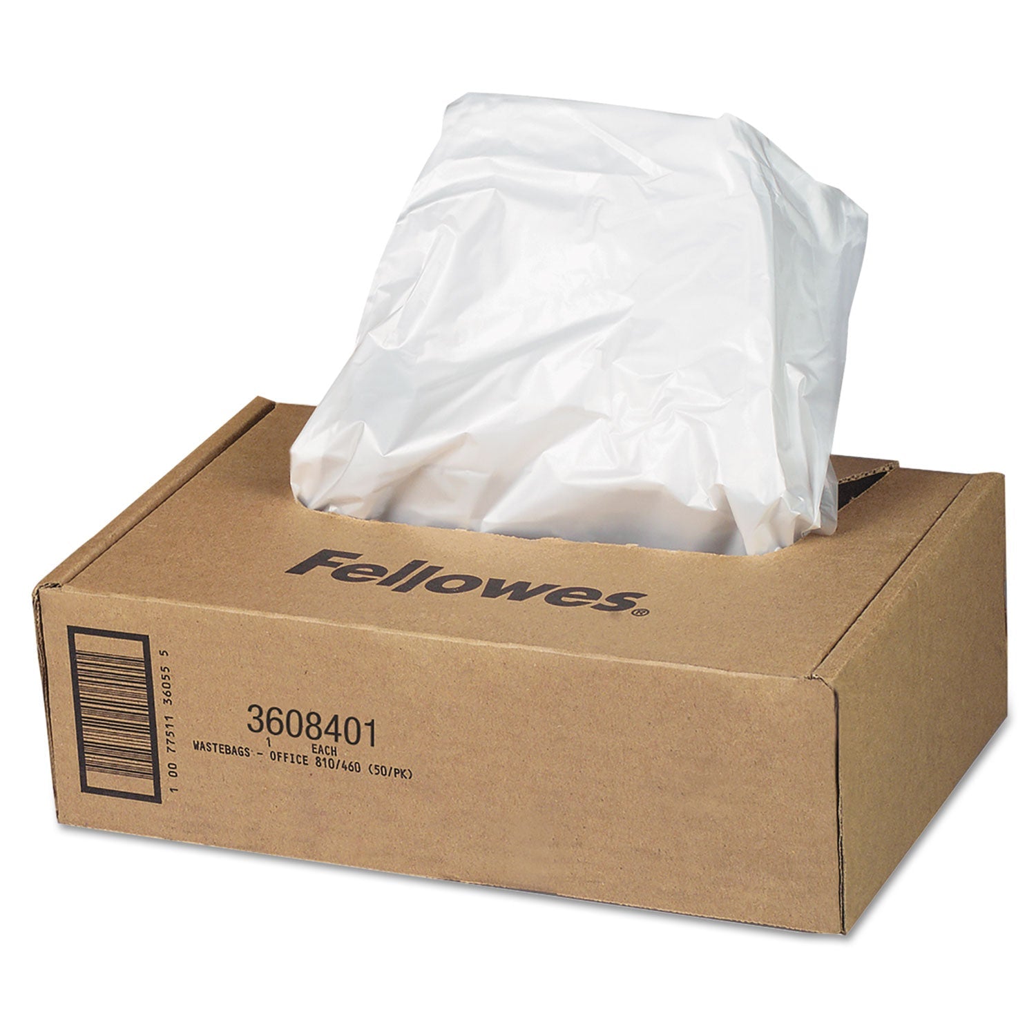 Fellowes Shredder Waste Bags, 16 to 20 gal Capacity, 50/Carton