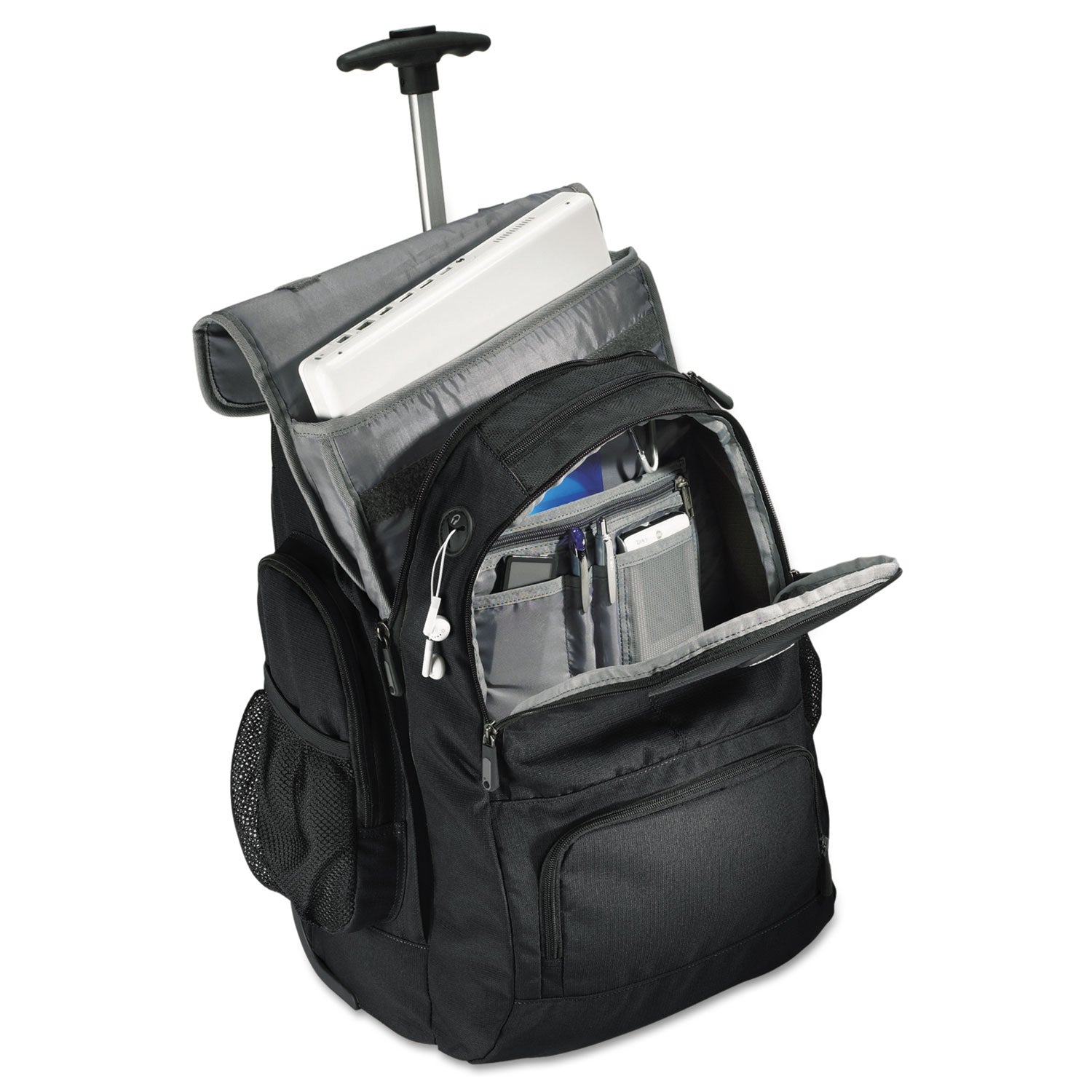 Samsonite Rolling Backpack, Fits Devices Up to 15.6", Polyester, 14 x 8 x 21, Black/Charcoal