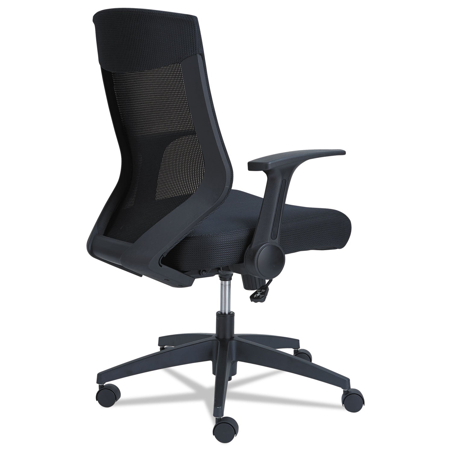 Alera EB-K Series Synchro Mid-Back Flip-Arm Mesh Chair, Supports Up to 275 lb, 18.5“ to 22.04" Seat Height, Black