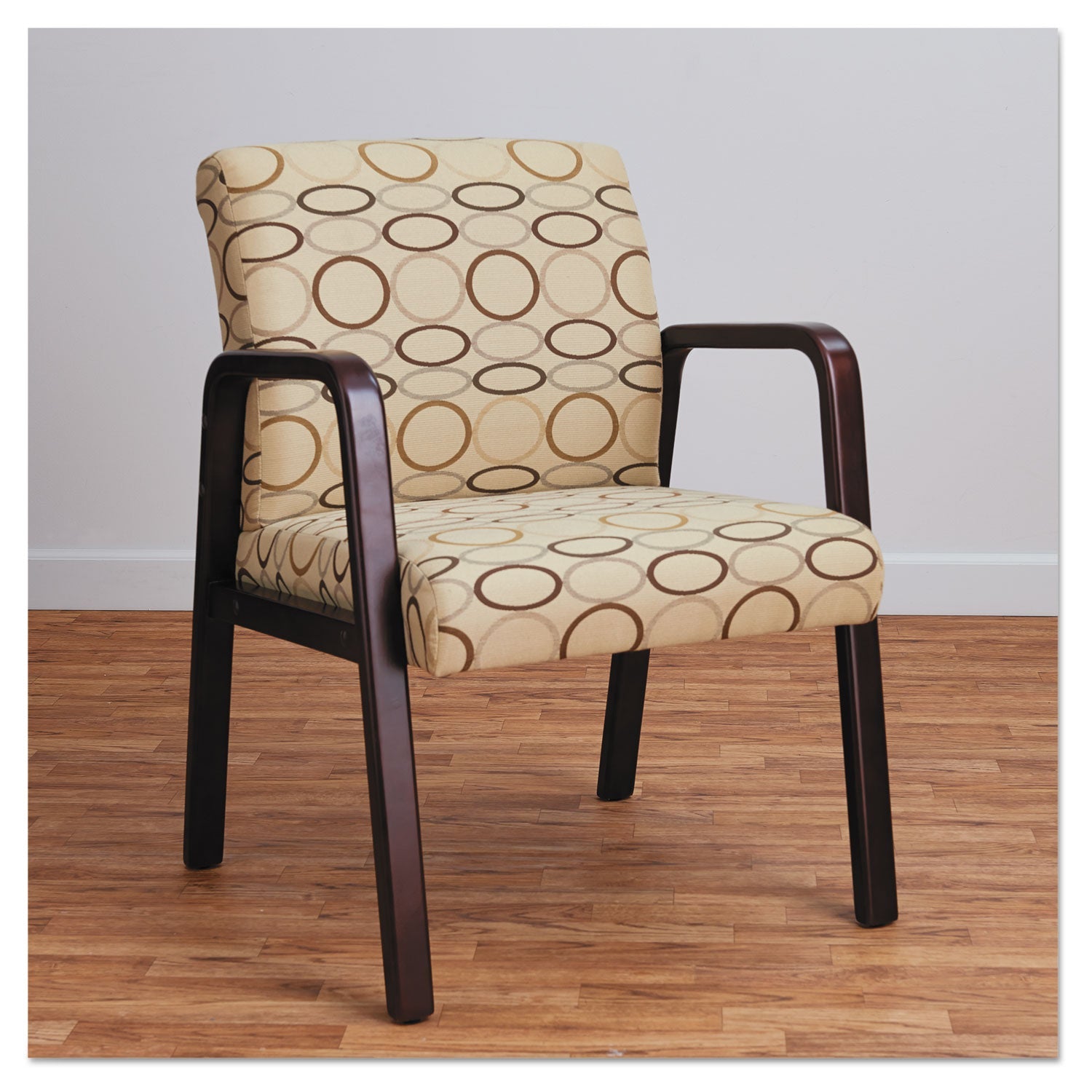 Alera Reception Lounge WL Series Guest Chair, 24.21" x 24.8" x 32.67", Tan Seat/Back, Mahogany Base