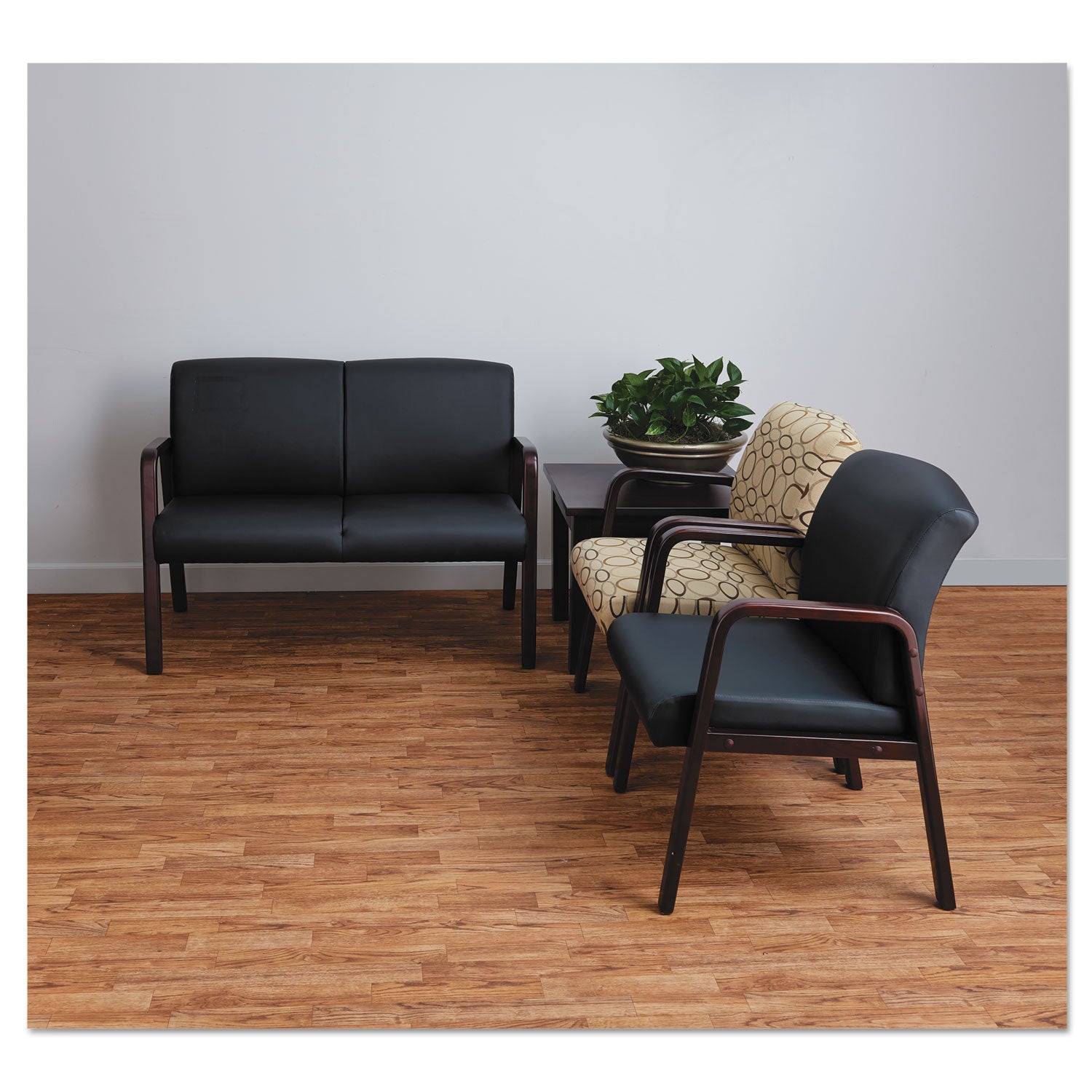 Alera Reception Lounge WL Series Guest Chair, 24.21" x 24.8" x 32.67", Tan Seat/Back, Mahogany Base