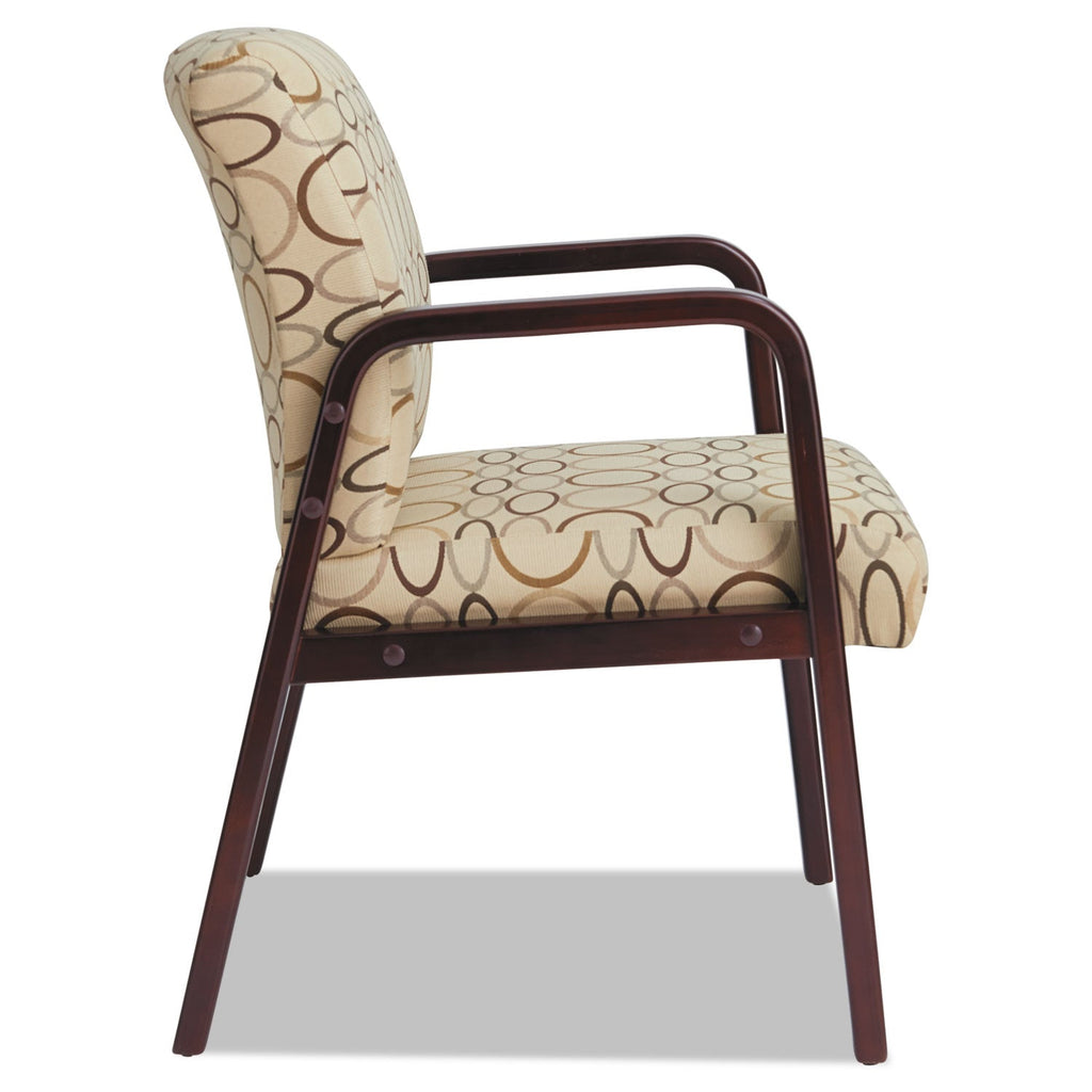 Alera Reception Lounge WL Series Guest Chair, 24.21" x 24.8" x 32.67", Tan Seat/Back, Mahogany Base