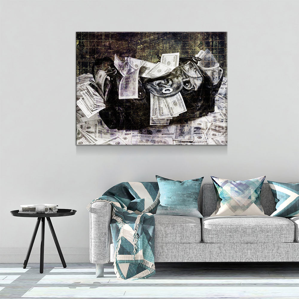 Secure The Money Bag Motivational Canvas Wall Art