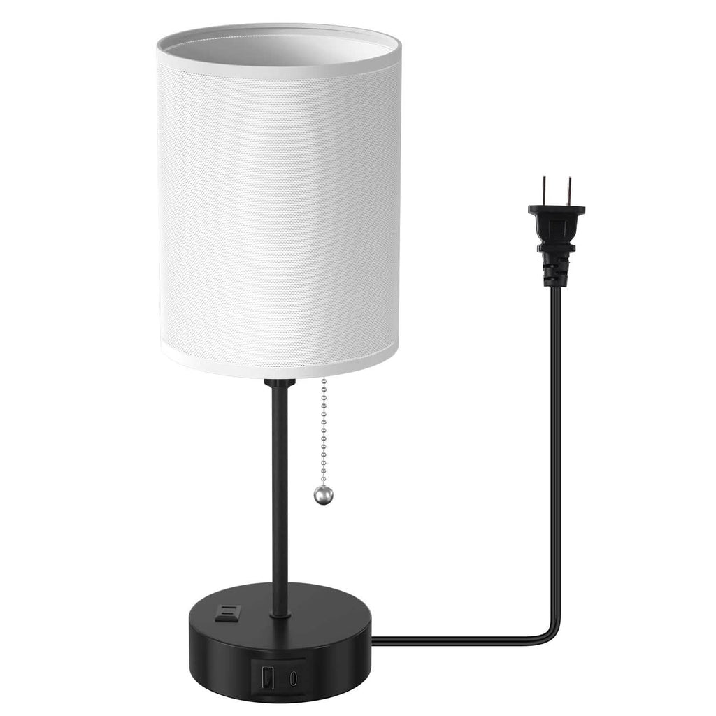 2-Pieces: Bedside Lamps 3 Color Modes USB C+A AC Output Ports Pull Chain