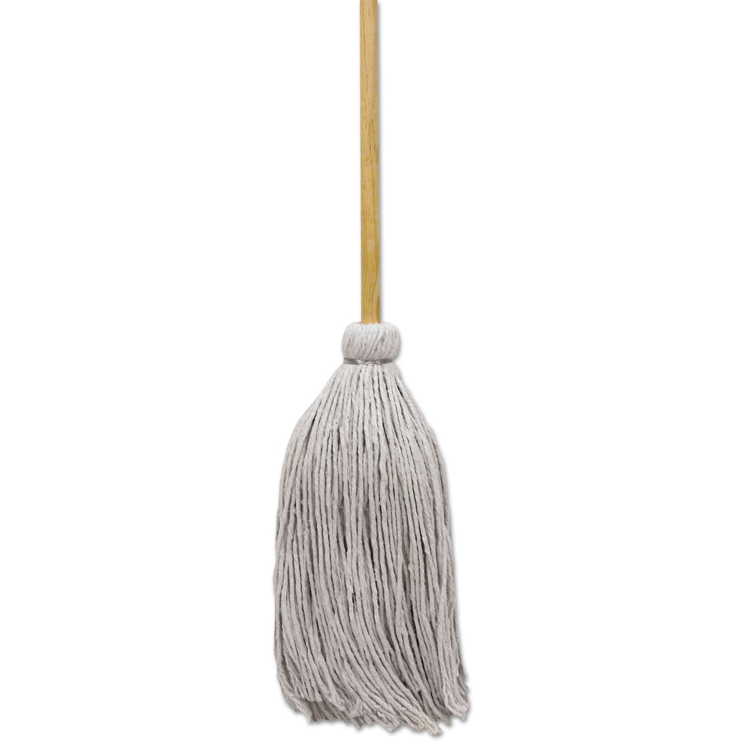 Boardwalk Cotton Deck Mop, 20 oz White Cotton Head, 50" Wood Handle, 12/Carton