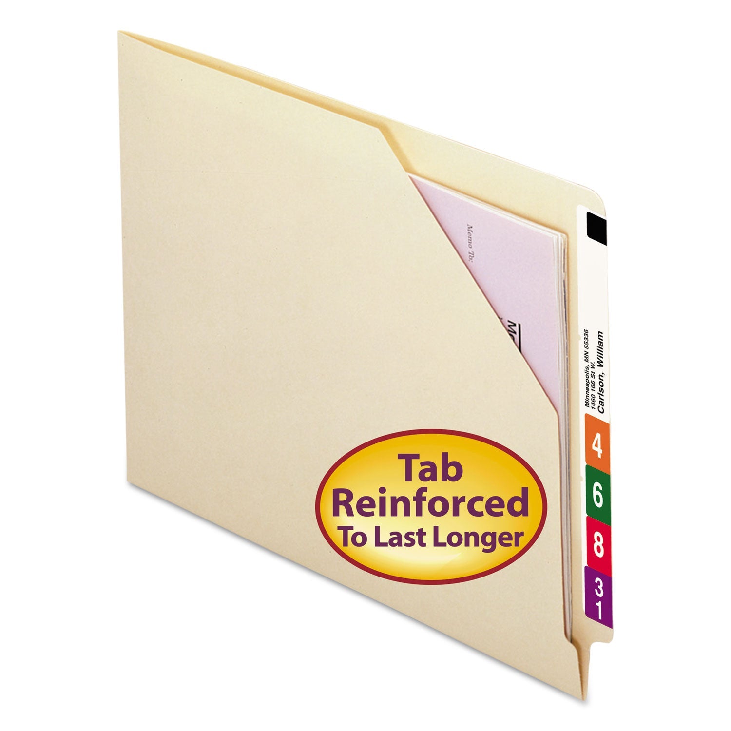 Smead End Tab Jackets with Reinforced Tabs, Straight Tab, Letter Size, 11-pt Manila, 100/Box