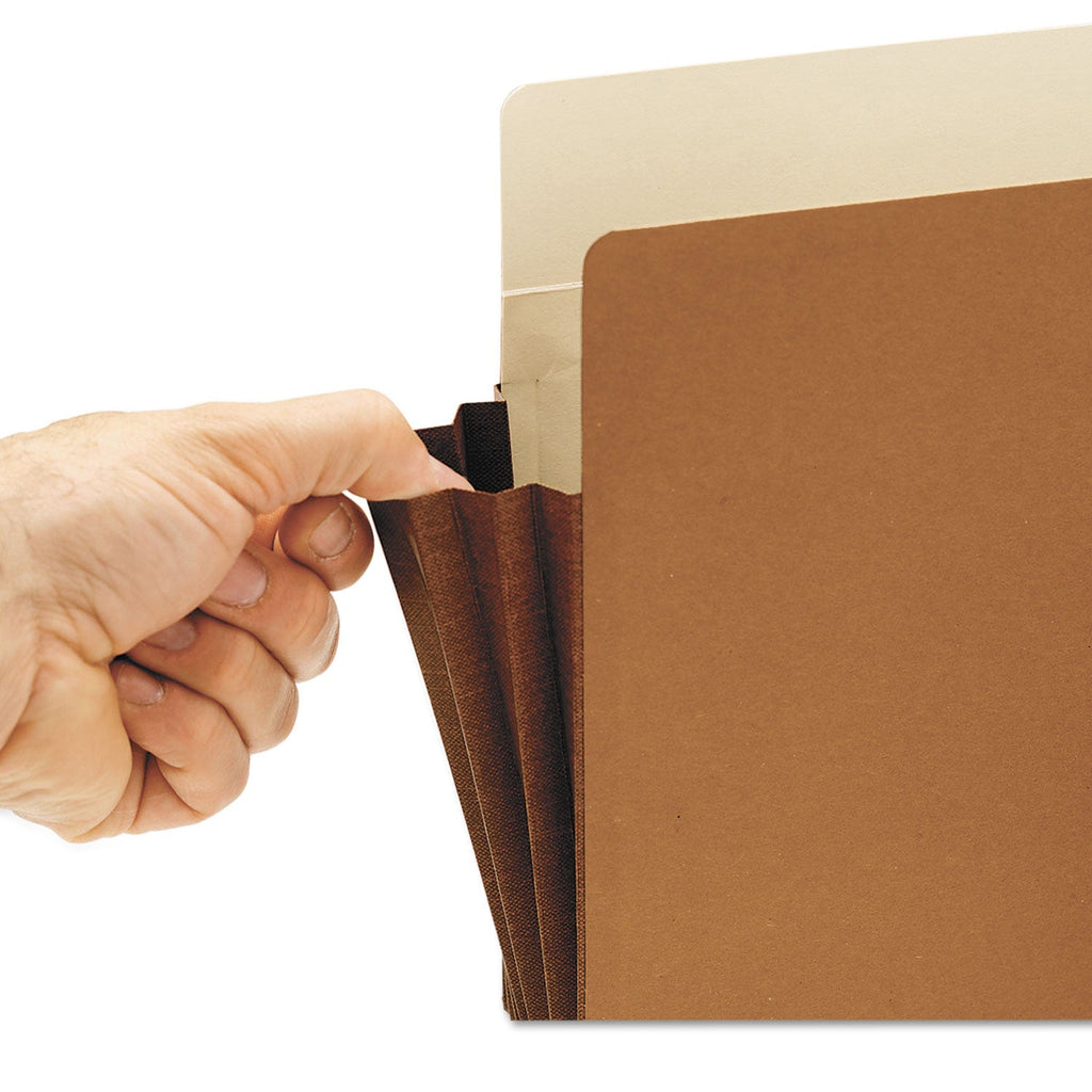 Smead Redrope Drop-Front End Tab File Pockets, Fully Lined 6.5" High Gussets, 3.5" Expansion, Letter Size, Redrope/Brown, 10/Box