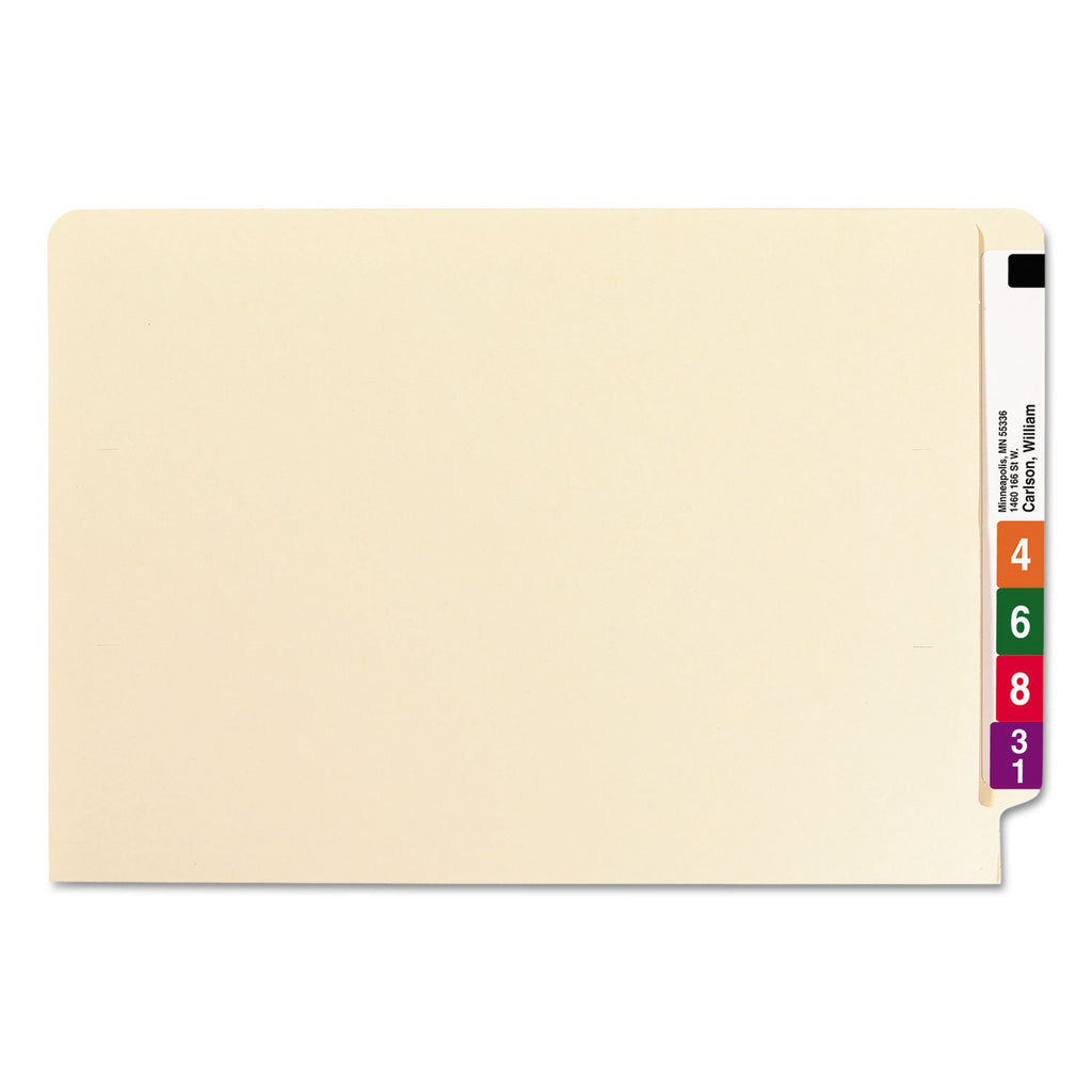 Smead Heavyweight Manila End Tab Folders, 9.5" High Front, Reinforced Straight Tabs, Legal Size, 0.75" Expansion, Manila, 100/Box