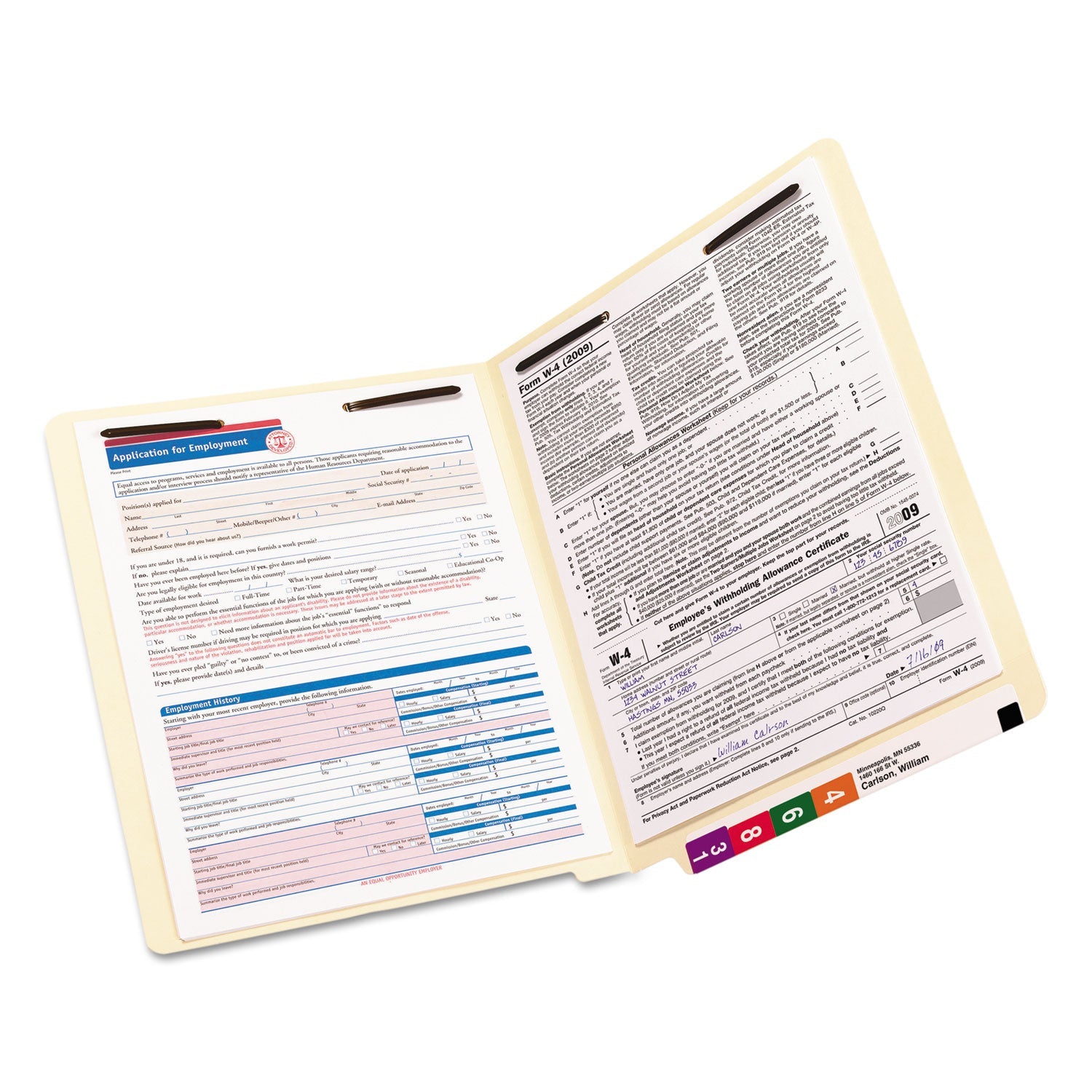 Smead TUFF Laminated Fastener Folders with Reinforced Tab, 2 Fasteners, Letter Size, Manila Exterior, 50/Box