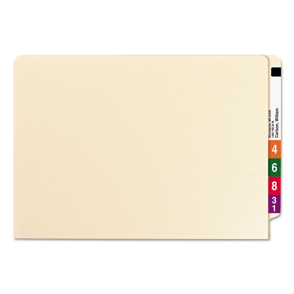 Smead Manila End Tab W-Fold Fastener Folders with Reinforced Tabs, 14-pt Stock, 2 Fasteners, Letter Size, Manila Exterior, 50/Box