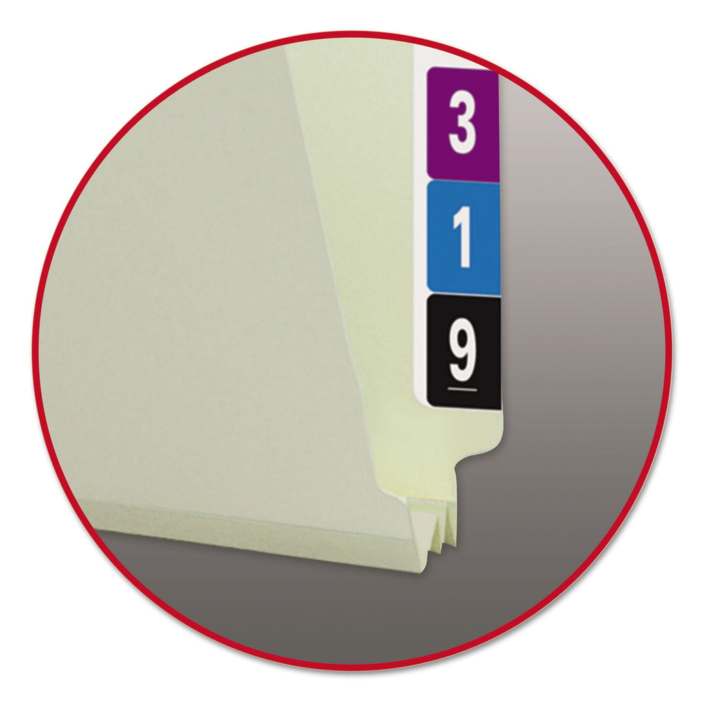 Smead Extra-Heavy Recycled Pressboard End Tab Folders, Straight Tabs, Letter Size, 2" Expansion, Gray-Green, 25/Box