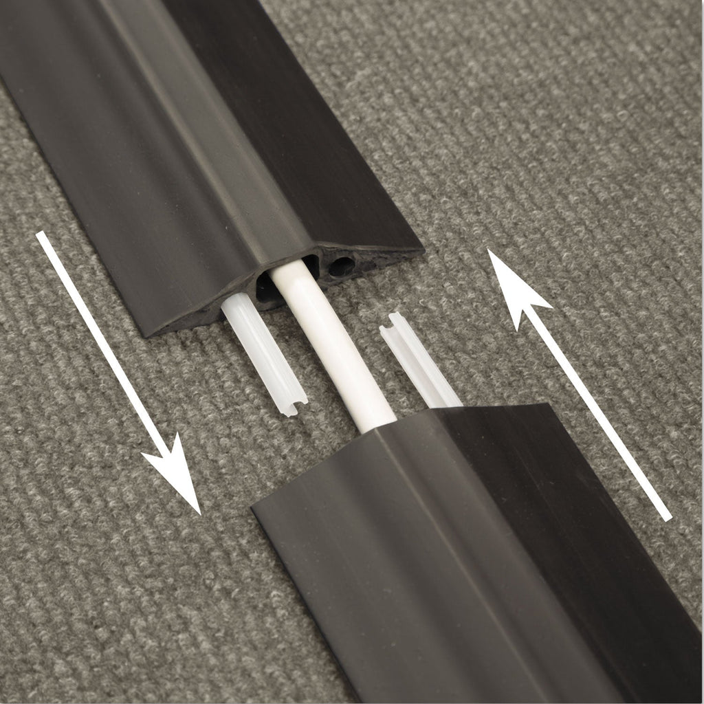 D-Line Medium-Duty Floor Cable Cover, 2.75 x 0.5 x 6 ft, Black