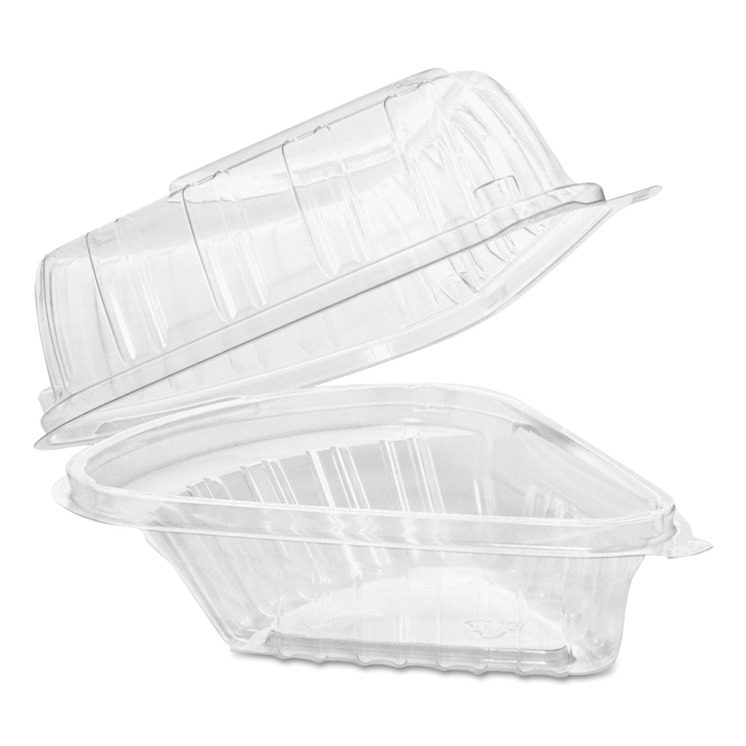 Dart Showtime Clear Hinged Containers, Pie Wedge, 6.67 oz, 6.1 x 5.6 x 3, Clear, Plastic, 125/Pack, 2 Packs/Carton