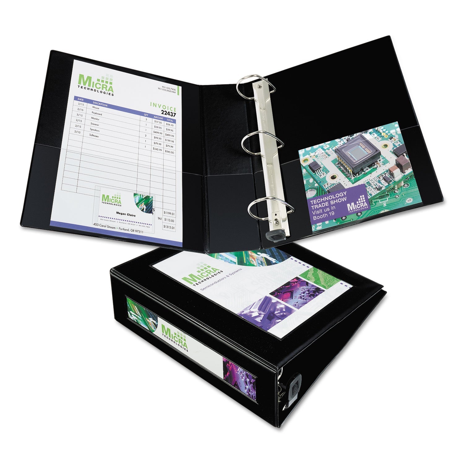 Avery Framed View Heavy-Duty Binders, 3 Rings, 3" Capacity, 11 x 8.5, Black