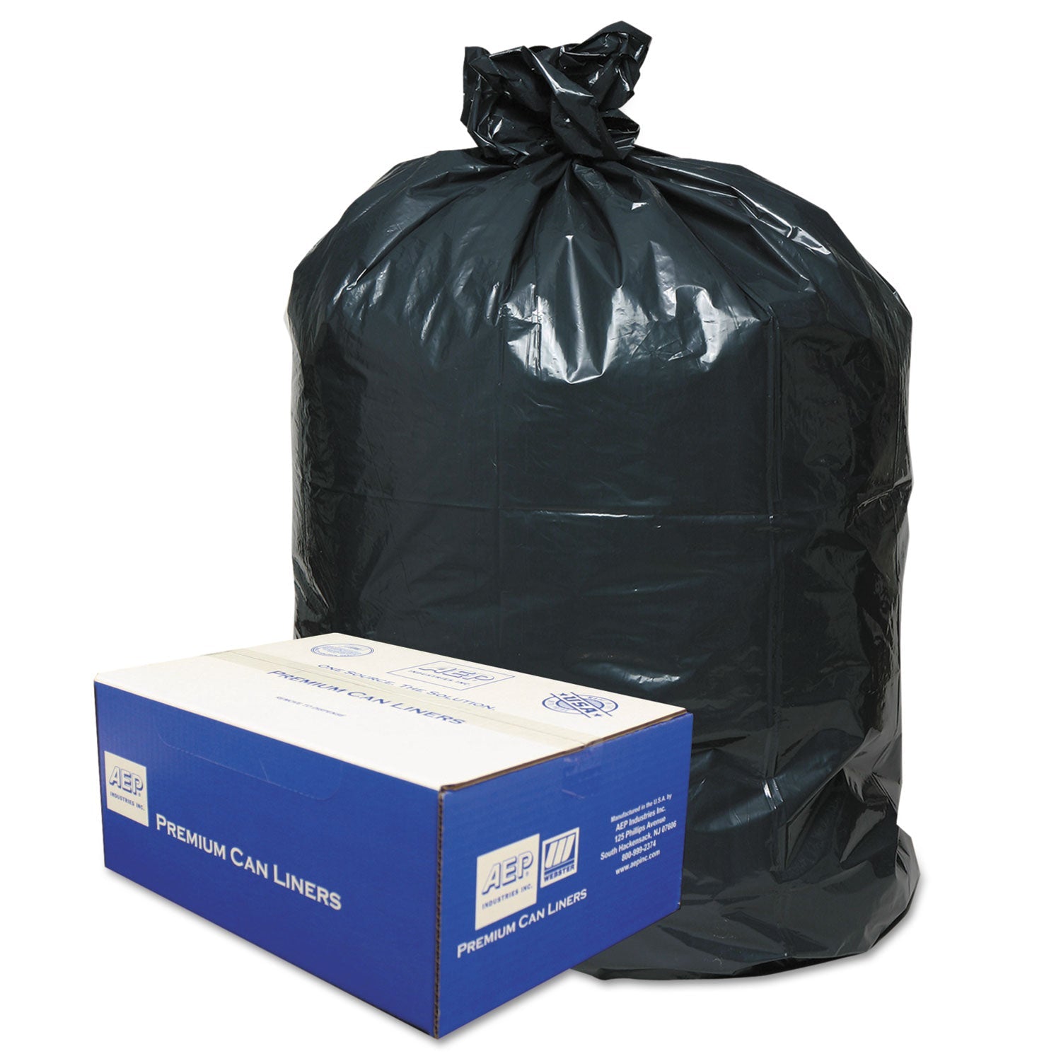 Classic Linear Low-Density Can Liners, 56 gal, 0.9 mil, 43" x 47", Black, 100/Carton