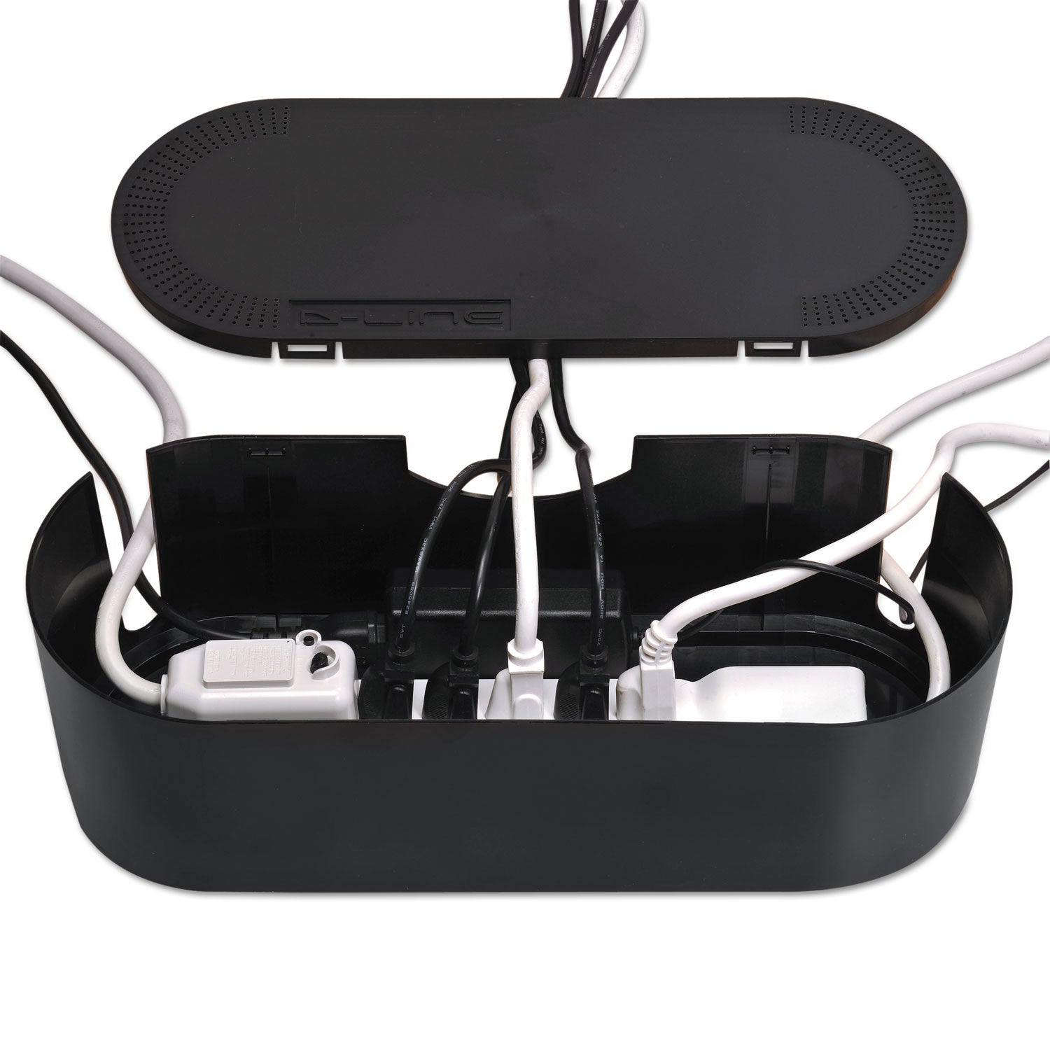D-Line Large Cable Tidy Units, 16.5" x 6.5" x 5.25", Black