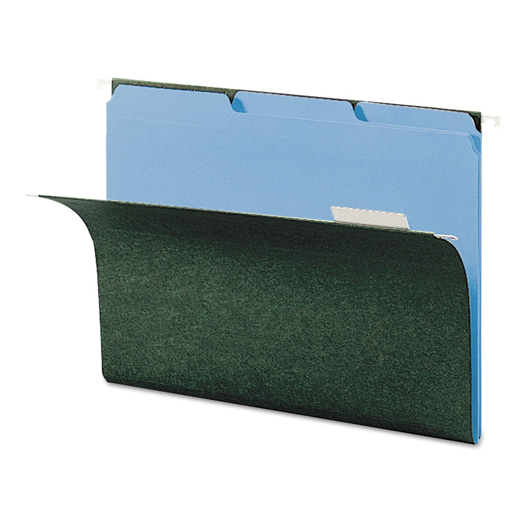 Smead Interior File Folders, 1/3-Cut Tabs: Assorted, Letter Size, 0.75" Expansion, Blue, 100/Box