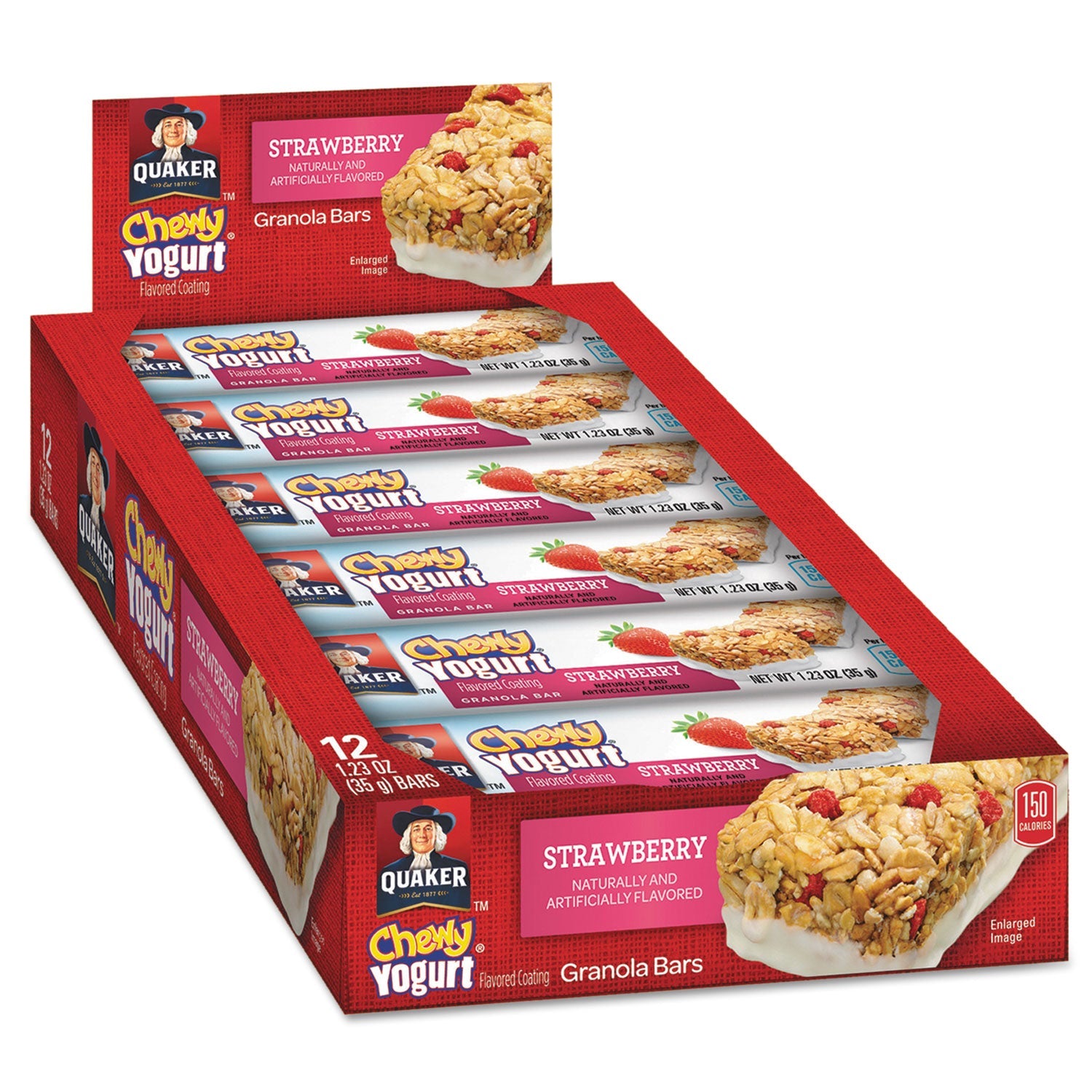 Quaker Chewy Yogurt Granola Bars, 1.23 oz Bar, Strawberry, 12/Box