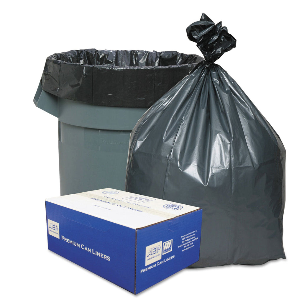 Platinum Plus Can Liners, 45 gal, 1.55 mil, 39" x 46", Gray, 50/Carton