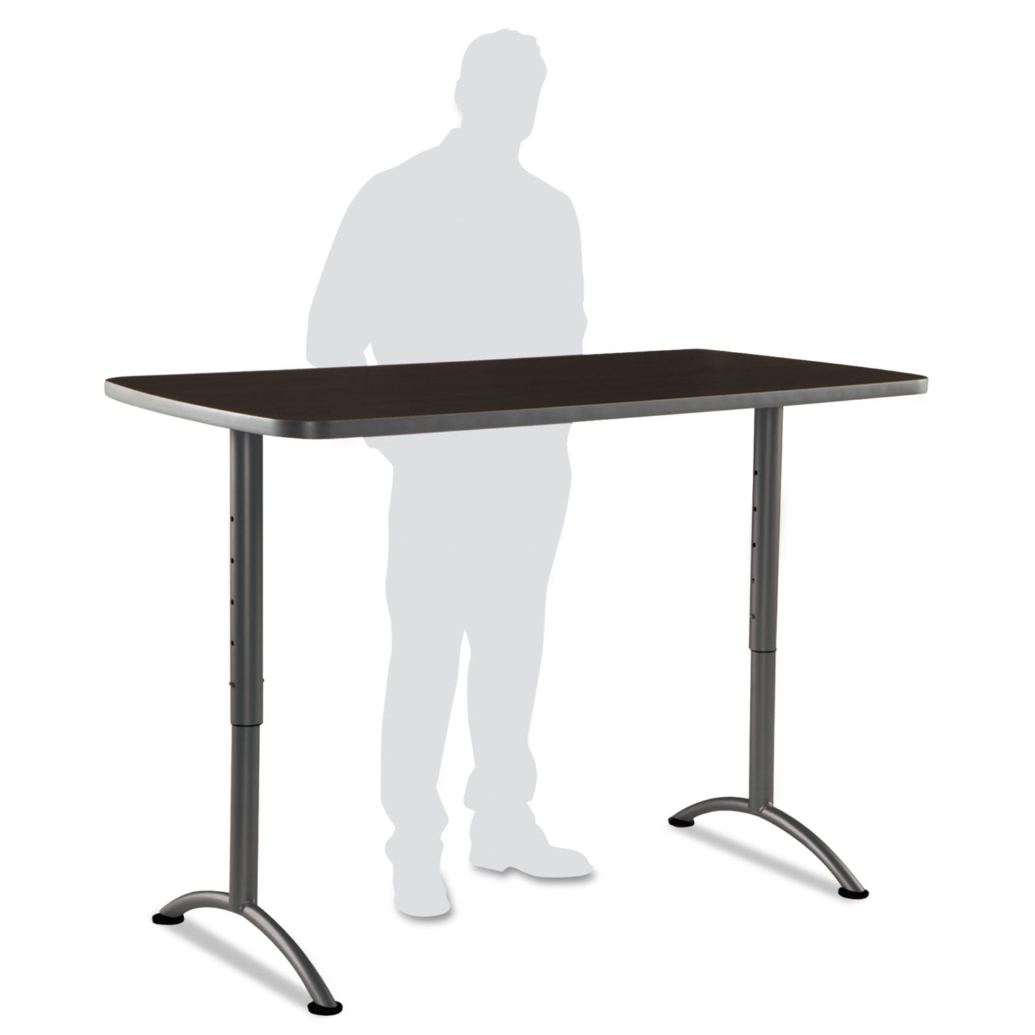 Iceberg ARC Adjustable-Height Table, Rectangular Top, 30w x 60d x 30 to 42h, Walnut/Gray