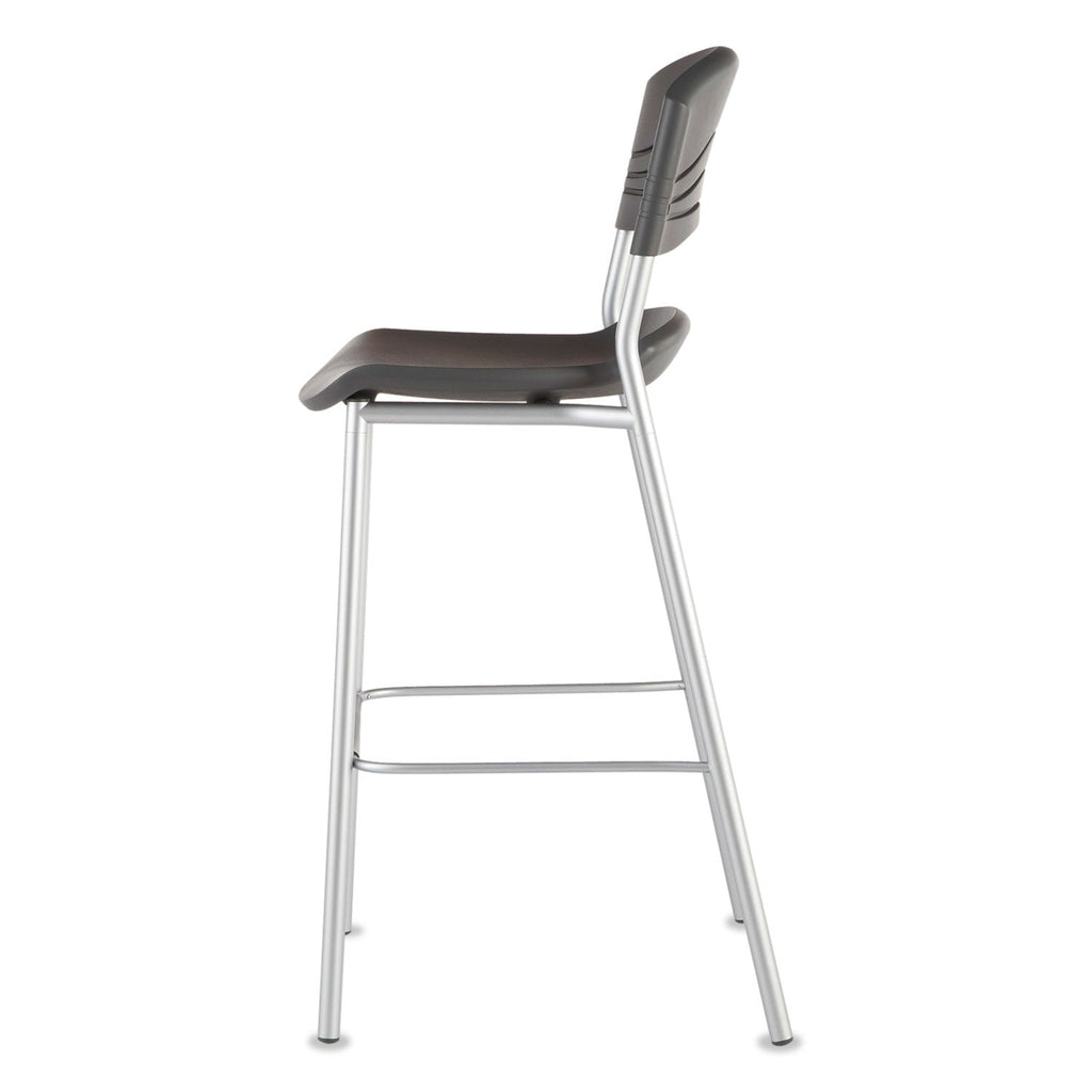 Iceberg CafeWorks Stool, Supports Up to 225 lb, Graphite Seat/Back, Silver Base